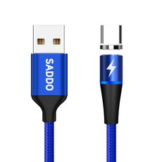 사또 3세대 USB C타입 커넥터 + 일자형 마그네틱 고속충전 케이블 0.5m 세트, 블루, 1세트