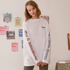 로라로라 여성용 슬리브 레터링 스트라이프 티셔츠 TS-20523