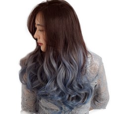 웨이브 붙임머리, 다크 + 애쉬블루, 5개
