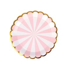派對餐桌餐具 10p 套組條紋粉色, 10片, 1個