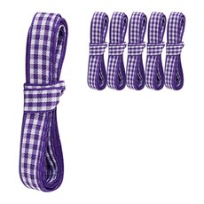 티나피크닉 체크 리본끈 폭1cm 6p, 진보라, 200cm