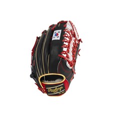롤링스 외야용 야구 글러브 우투용 HOH GKWXH3030-4 B/W + 키링 + 글러브주머니, 블랙 + 레드 + 화이트(글러브), 랜덤발송(키링)