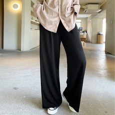 오키 여성용 롱레그 밴딩와이드 팬츠