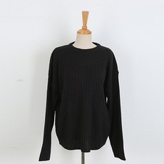 여성용 라운드넥 골지 니트
