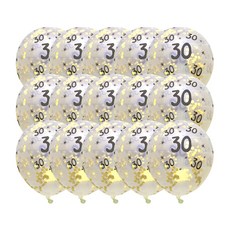마켓감성 생일파티풍선 숫자 스팽글, 골드(숫자30), 15개