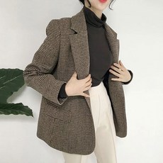 포플러앤씨 여성용 제이니 체크 모직 자켓