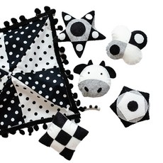 난쟁이똥자루 아기 송아지 흑백 모빌 DIY, 남여공용, 1개