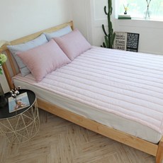 엠시베딩 알러지케어 소프트 스트라이프 줄누빔 침대 패드, 핑크