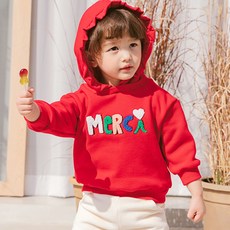 베베쥬 아동용 플라워 밍크기모 후드티셔츠