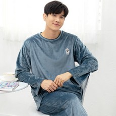 민트코코아 남성용 울트라밸리 극세사 잠옷 긴팔 + 하의 세트