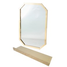 뷰티풀스페이스 팔각 거울 MR-01 + 거치대 세트 600 x 900 mm, 골드 밀러