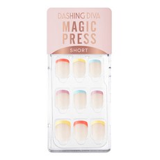 데싱디바 매직프레스 글로우업 숏사이즈 네일팁, 레인보우 프렌치, 1개