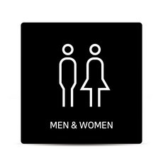 디자인콤마 화장실 안내판 S 194 x 194 x 5 mm, MEN WOMEN, 1개