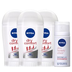 니베아 데오드란트 스틱 드라이콤포트 40ml 3p + 데오드란트 스프레이 데오밀크 35ml 세트, 1세트