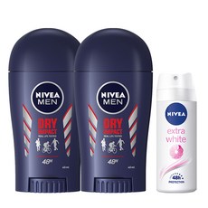 니베아 데오드란트 스틱 맨 드라이임팩트 40ml x 2p + 데오드란트 스프레이 화이트 35ml, 1세트