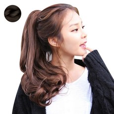 고운머리 여성용 집게형 포니테일 로맨틱 웨이브 테일 부분 가발, 내츄럴브라운, 1개