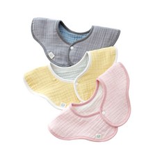 
                                                        꿈두부 360 아기 이유식 양면 거즈 롤링턱받이 3종세트, 옐로우 + 민트, 화이트 + 핑크, 블루그레이, 3개
                                                    