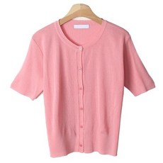 핑크반팔가디건