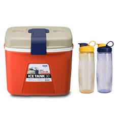 KOMAX 아이스박스 30L + 휴대물병 600ml x 2종 세트, 레드(아이스박스), 블루, 옐로우(물병)