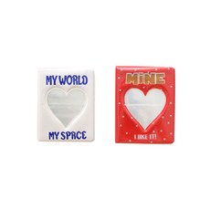 하트 콜렉트북 2단 포카 포토카드 바인더 2종 세트, MYWORLD 화이트, MINE 레드, 64매