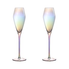 코지테이블 오로라 프리즘 홀로그램 글라스 샴페인 롬버스, 240ml, 2개