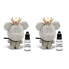 디씨네트워크 차량용 큐빅 곰돌이 방향제 화이트 2p + 오일 클린코튼 + 클립 3cm, 1세트