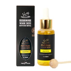 허브모아 우드미니 송풍구 차량용 디퓨저 50ml 리필 + 스틱 세트, 자스민, 1세트