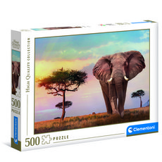 클레멘토니 노을지는 초원의 코끼리 직소퍼즐 C35096, 혼합색상, 500피스