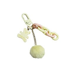 비단길 폼폼베어 체인 키링, 옐로우, 1개