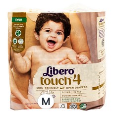 Libero 麗貝樂 Touch 4 黏貼型尿布, 適用於7-11公斤, 羽柔觸感, 三道導流設計, 24片裝, M, 24片