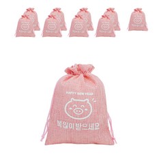 도나앤데코 꿀꿀이 해피뉴이어 포장 주머니, 핑크, 10개