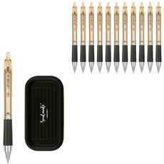 자바펜 제트라인M biz 볼펜 0.7mm 12p + 펜트레이 세트, 골드(볼펜), 랜덤발송(펜트레이), 1세트