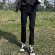 비커밍제이 슬림 스트레이트 9부 청 데님 팬츠