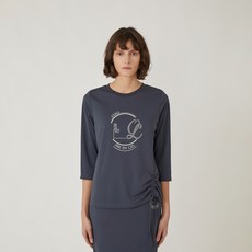올리비아로렌 여성용 밑단 셔링 원포인트 티셔츠 VVCALYM3481