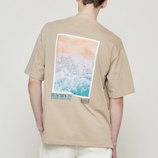 TNGT 남성용 세미오버핏 해변 프린팅 반팔 티셔츠 TNTS2E727I2