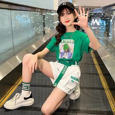 유치원초록넥타이티셔츠