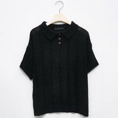 탱커스 여성용 부클 카라 시스루 반팔 니트 TU1KP020L0