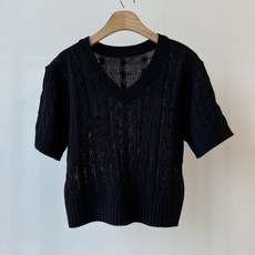 꽈배기반팔니트