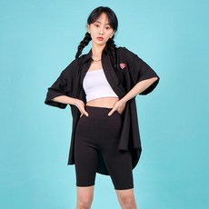 바잘 하트 로고 실키 오버핏 반팔 셔츠