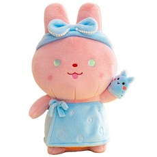 해솔 토끼 캐릭터 대형 바디필로우 모찌 안고자는 수면 애착 인형, 목욕가운 핑크