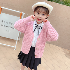오렌지다몸 여아용 3버튼 꽈배기 가디건