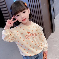 베베니즈 여아용 프린세스도트 긴팔 맨투맨