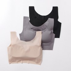 패션공감 여성용 심리스 요가 스포츠 노와이어 브라 3p