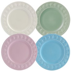 페스티비티 접시 4종 세트, 아이보리, 블루, 핑크, 그린