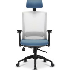 체어포커스 컴즈 블랙바디 메쉬 의자 C506BK, 화이트(등판), 고급 블루(헤드레스트, 방석)