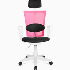 체어포커스 바른자세 메쉬 WH 의자 대요추헤더형 M400, 핑크(메쉬) + 화이트(바디)