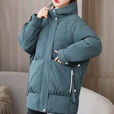 메이첼 여성용 미니랑 루즈 후드 캐주얼 미디 패딩 점퍼 01831