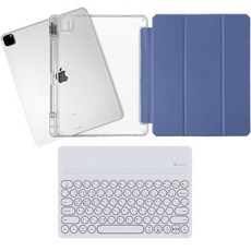 라이노핏 태블릿PC 케이스 + 와이드 블루투스 키보드 세트, 프러시안 블루(케이스), 화이트(키보드)