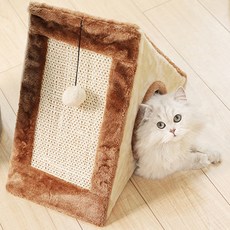 선샤인마이펫 고양이 소형 스크래쳐 하우스, 브라운, 1개