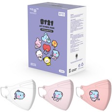 어린숨엣지 라인프렌즈 BT21 아트심볼 새부리형 컬러마스크 소형 MANG 미니니 3종 x 10p 세트, 1세트, 화이트, 라이트핑크, 코랄핑크